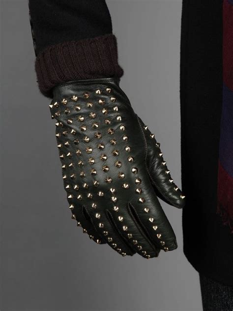 burberry mens studded leather gloves|Leather Gloves in Black .